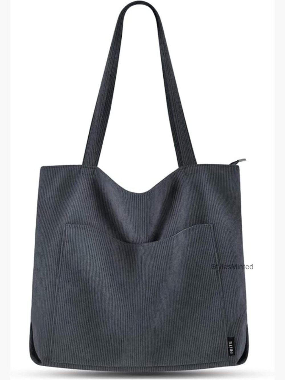 Corduroy Tote Bag with Zipper and Pockets for College Work Travel Shopping